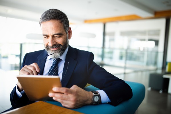 Man looking into data protection services