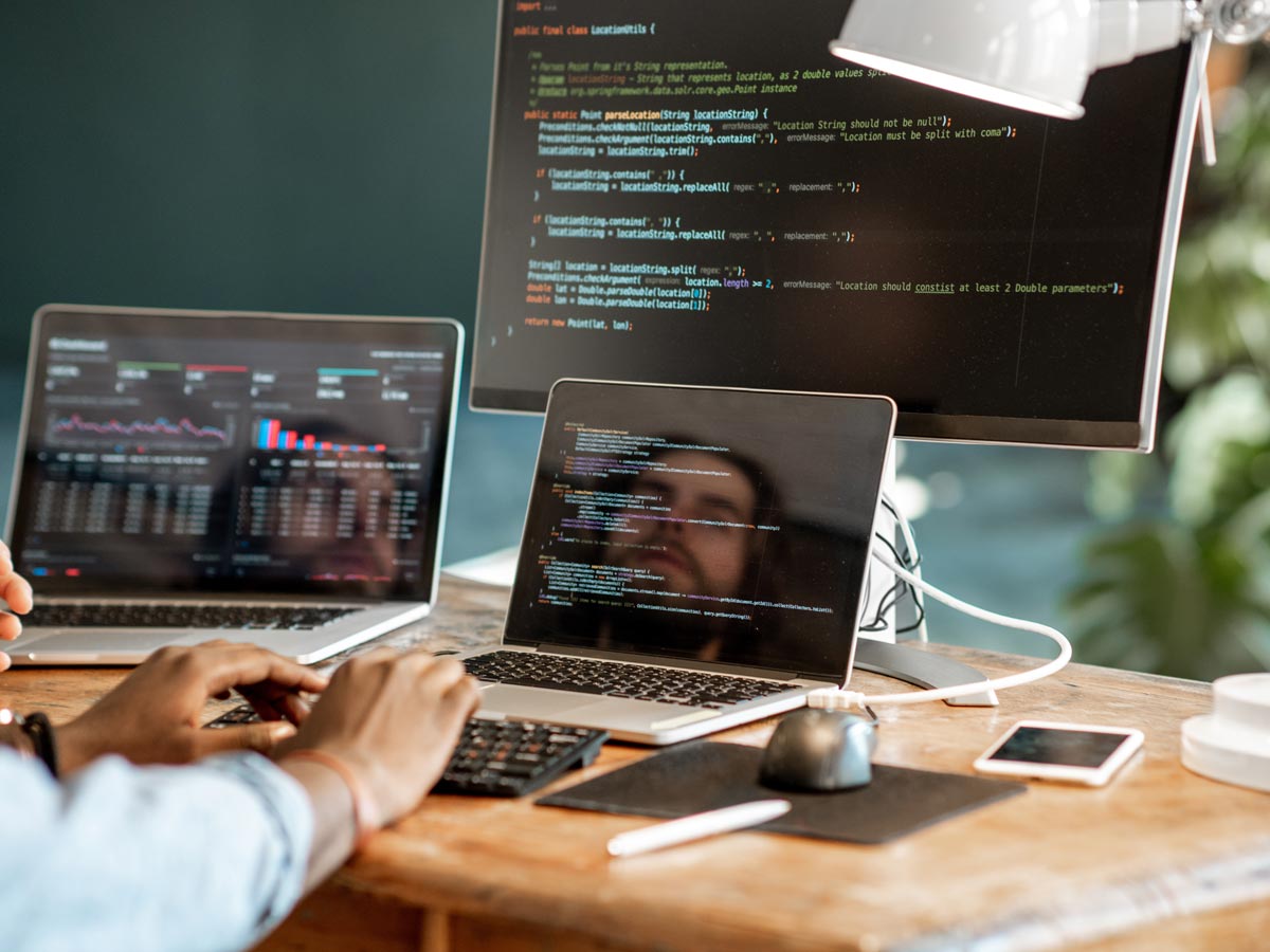 coder working on computer